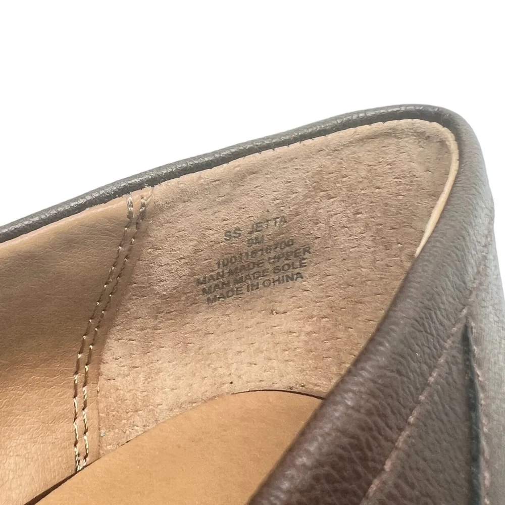Sun + Stone Wedge Heel Women’s Faux Leather Jetta Slip On Loafer Brown Size 9